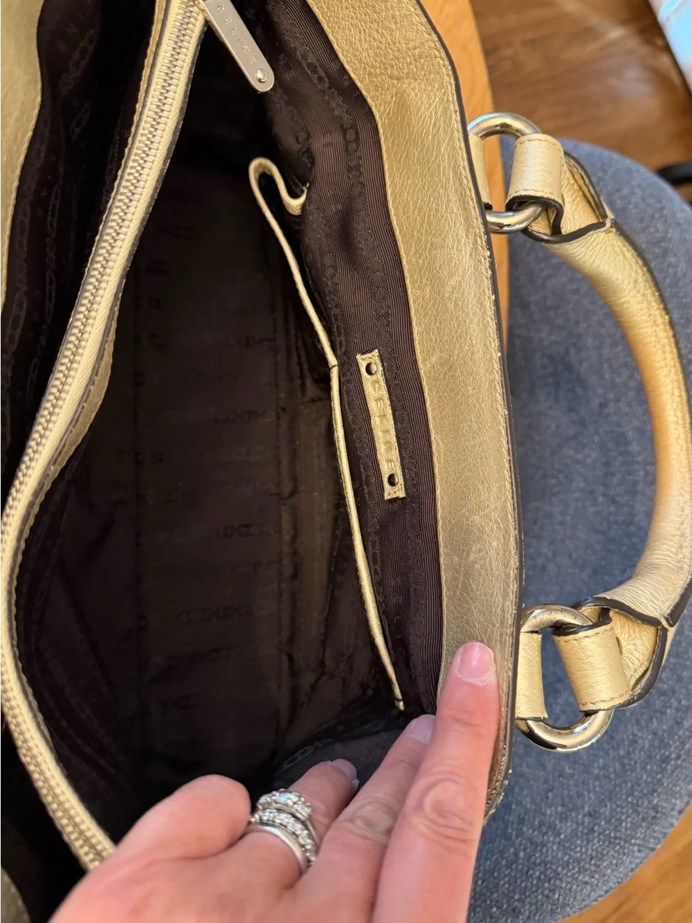 Authentic Celine Boogie Bag Metallic Gold Leather Satchel